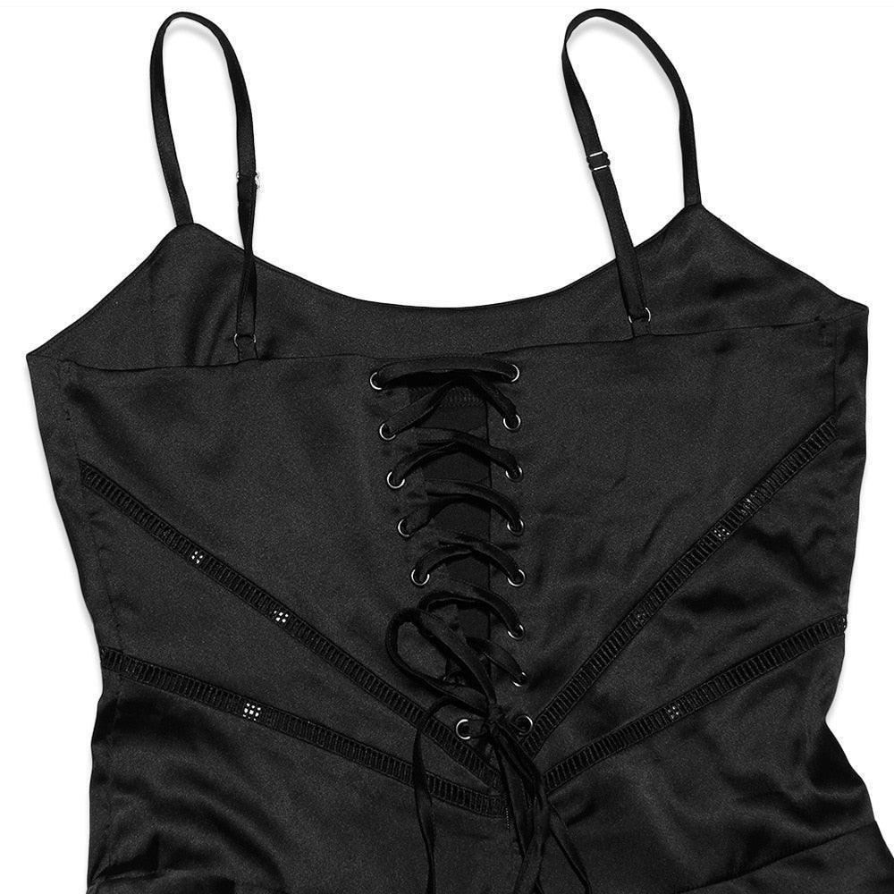 Vestido largo de raso negro