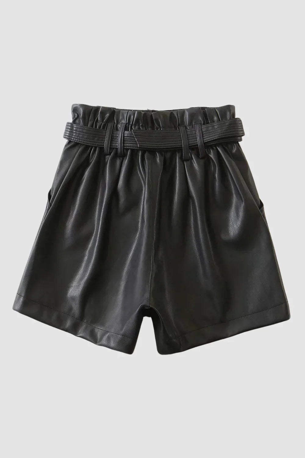 Falda Corto de Cuero Negra para Mujer