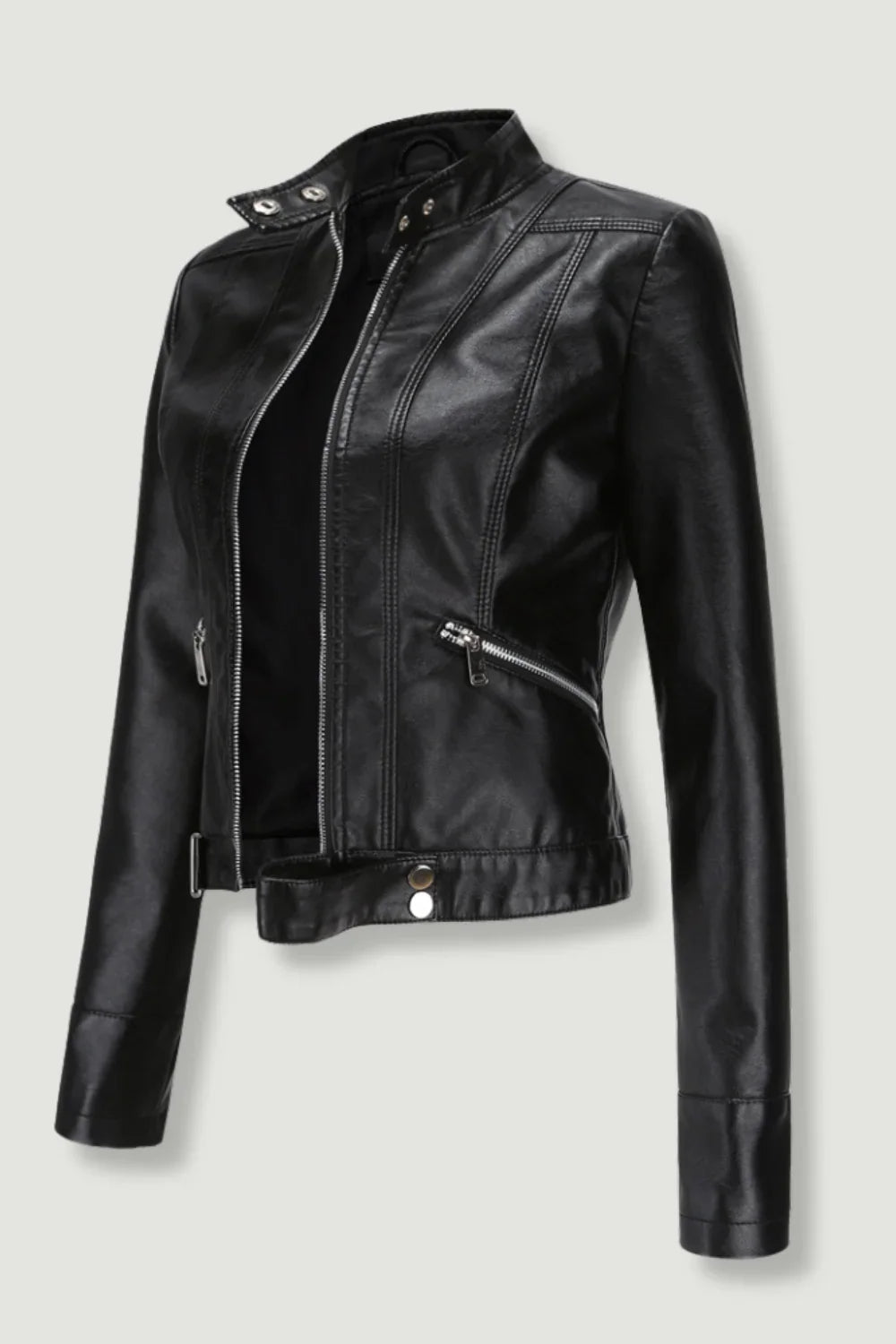 Chaqueta de Cuero Negra para Mujer