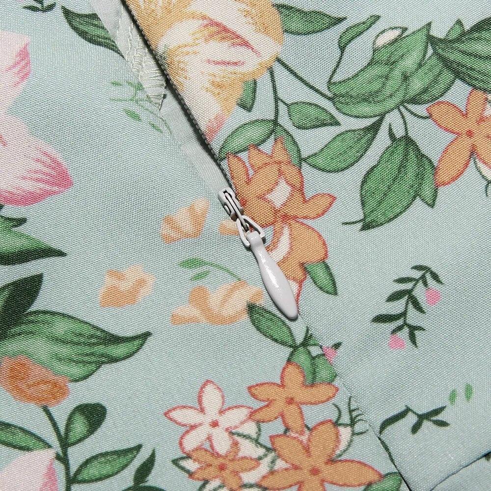 Vestido Midi Verde con Estampado Floral