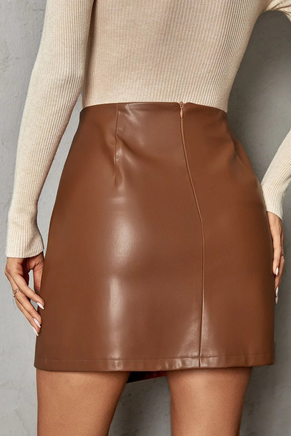 Falda de Cuero Sintético para Mujer