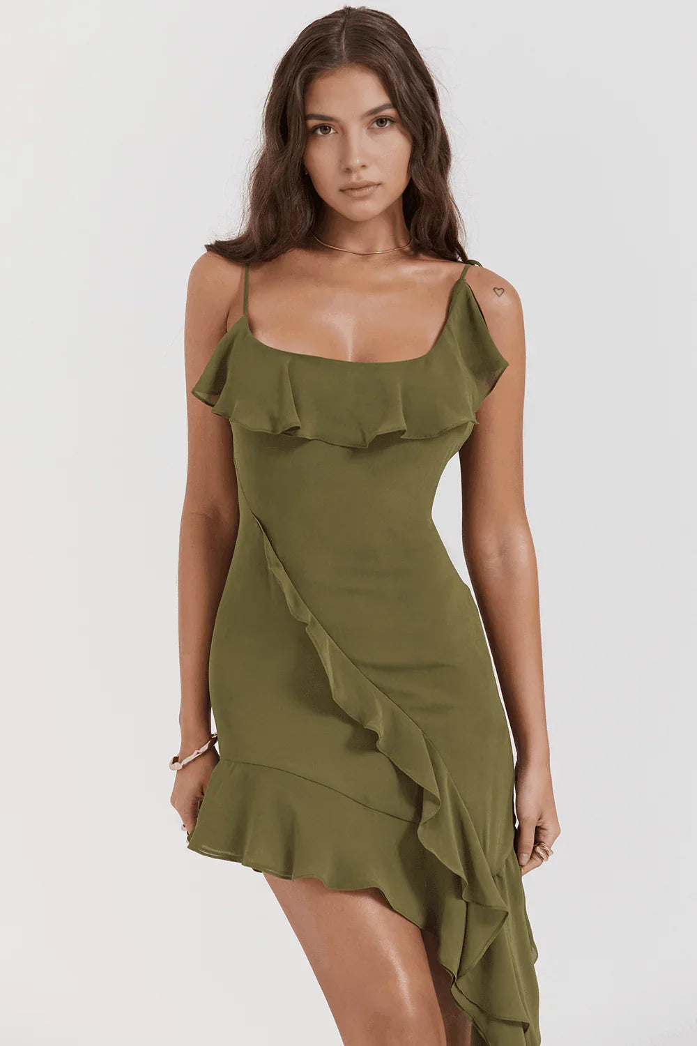 Vestido corto de poliéster para mujer