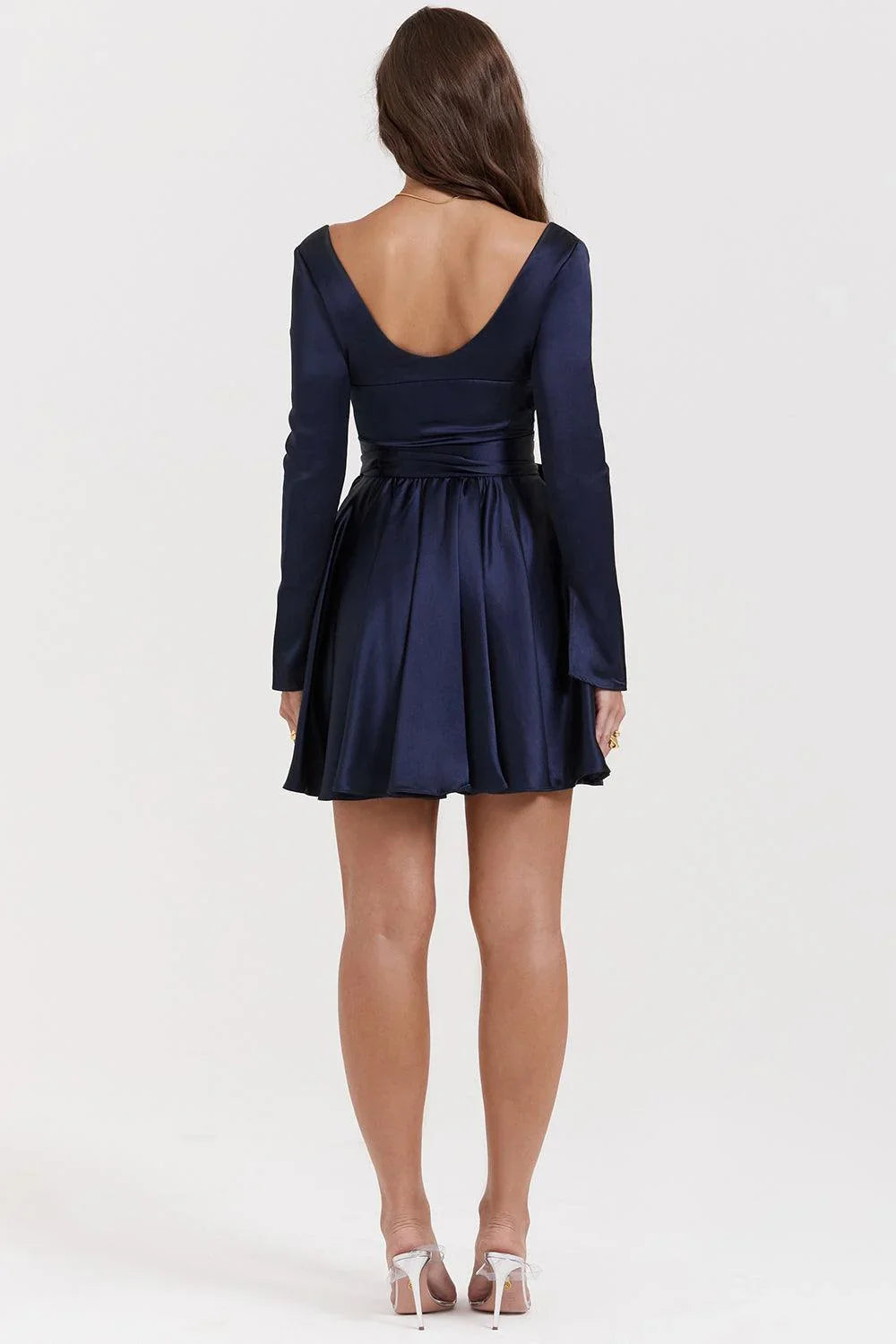 Vestido Azul Corto con Lazo