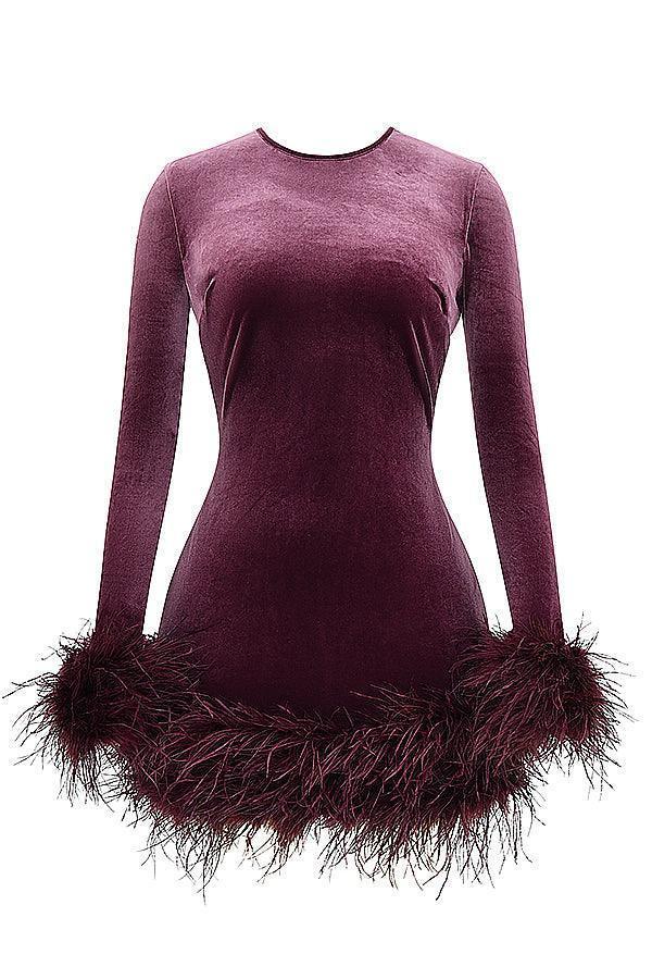 Vestido Corto de Terciopelo Púrpura