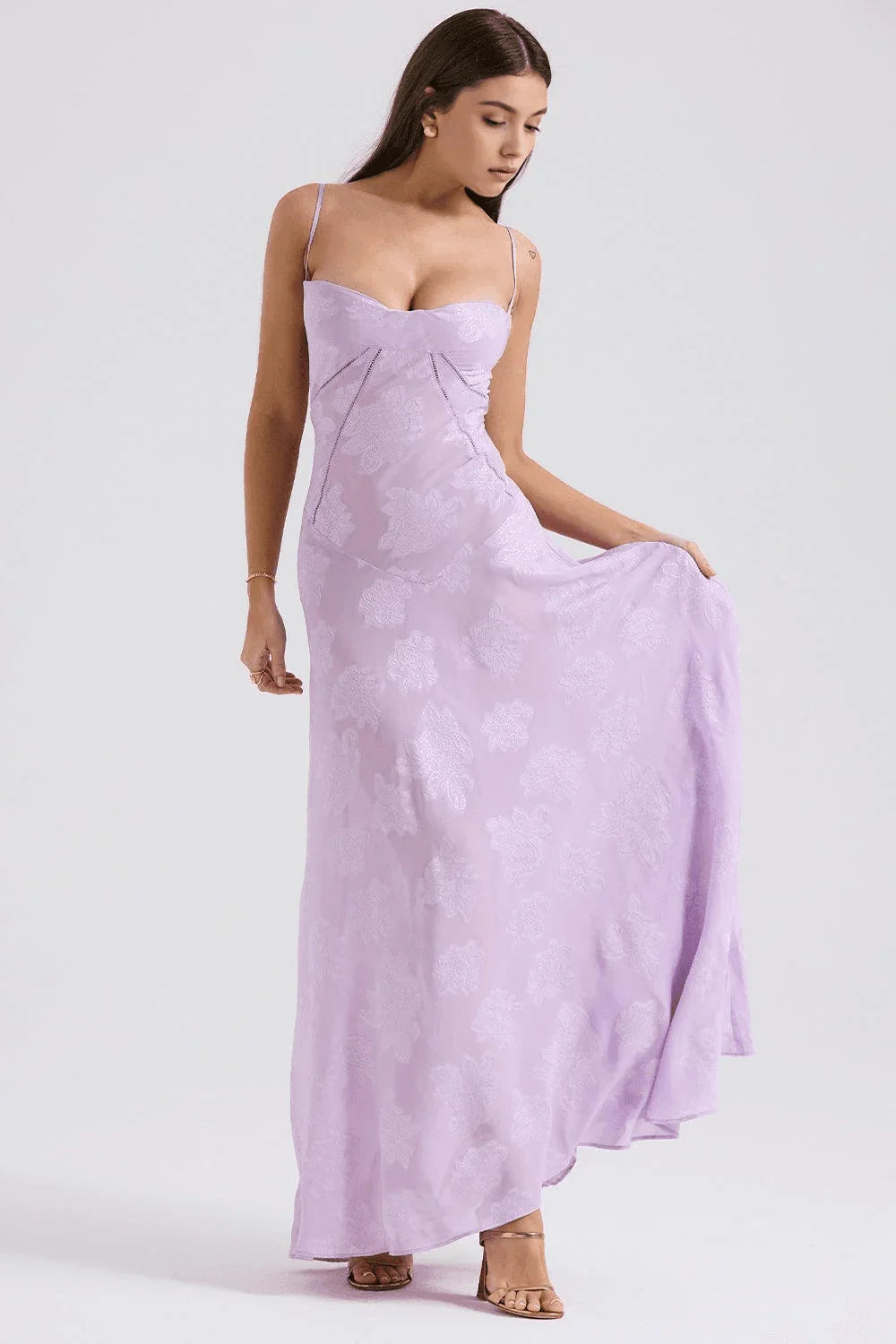 Vestido largo estampado flores