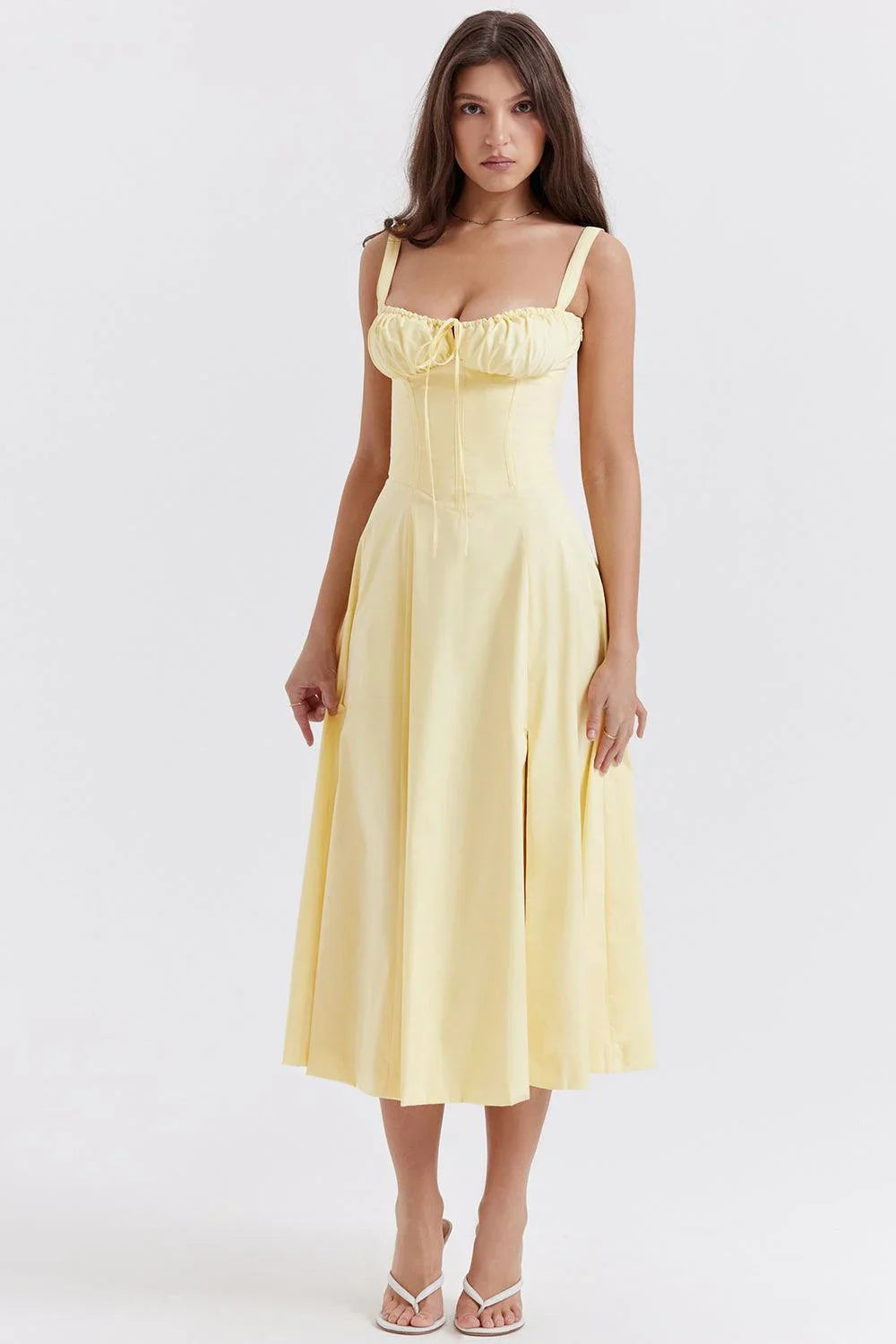 Vestido midi amarillo sol