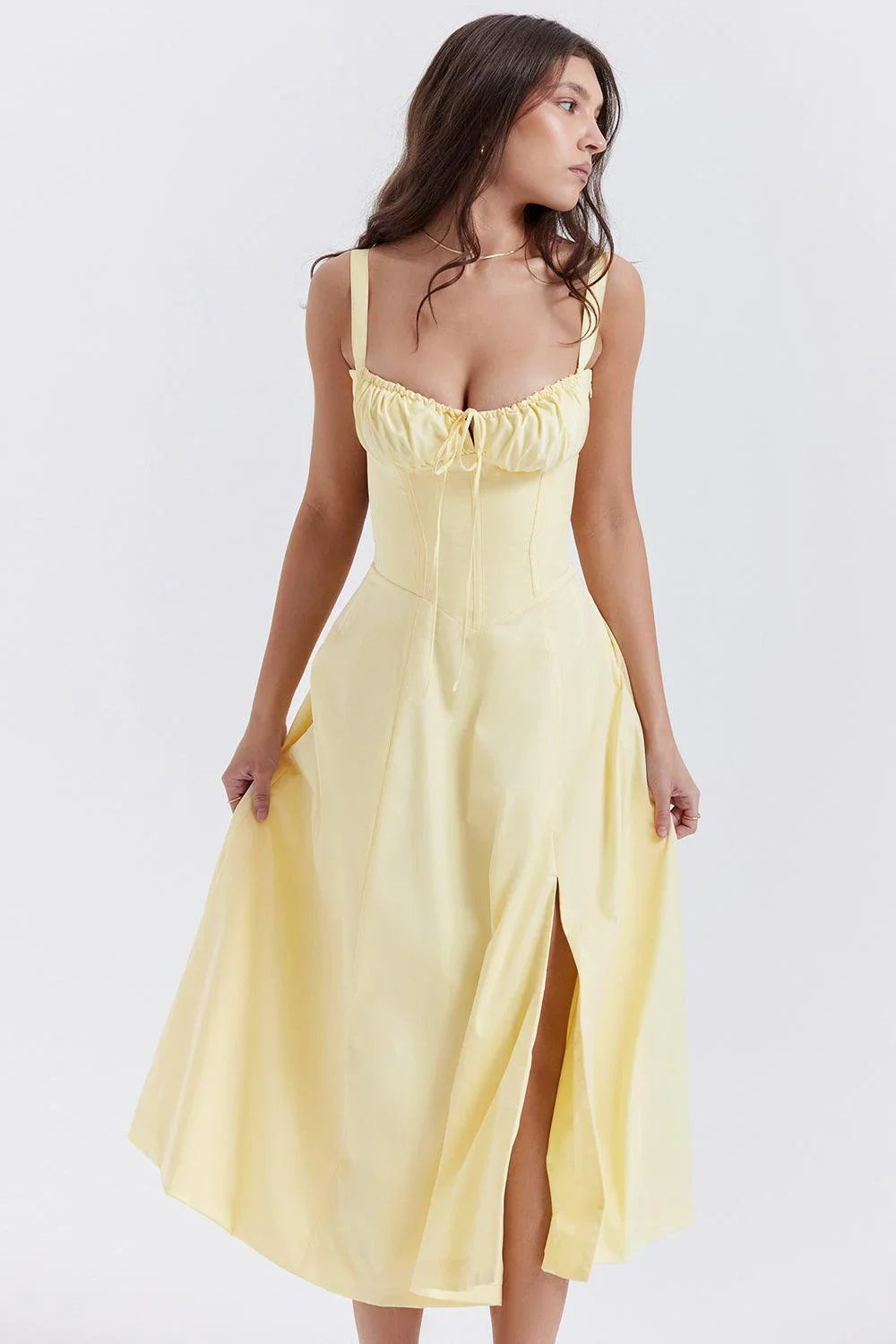 Vestido midi amarillo sol