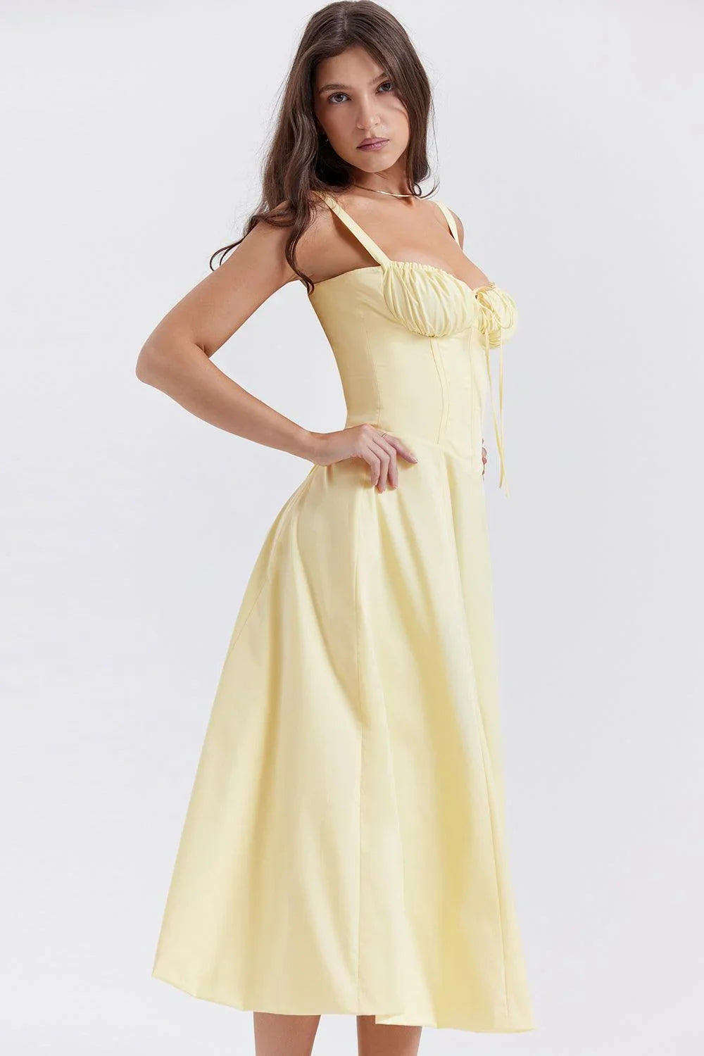 Vestido midi amarillo sol