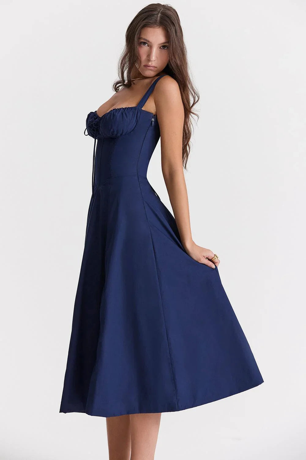 Vestido Midi en Color Azul Marino