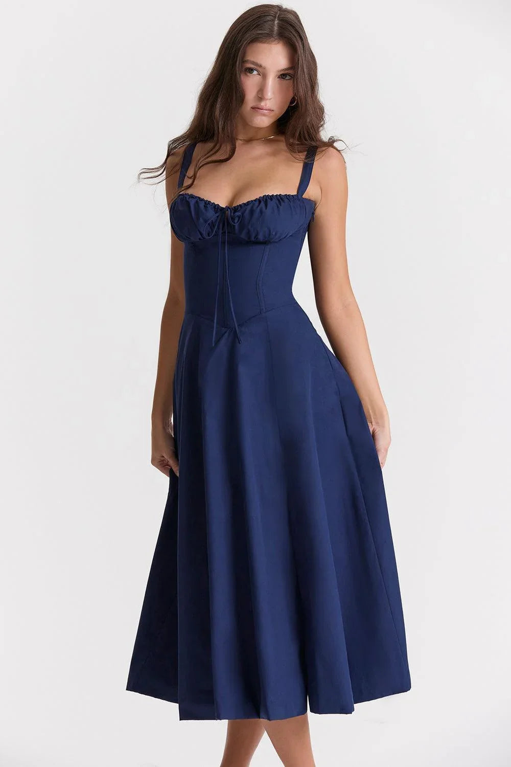 Vestido Midi en Color Azul Marino