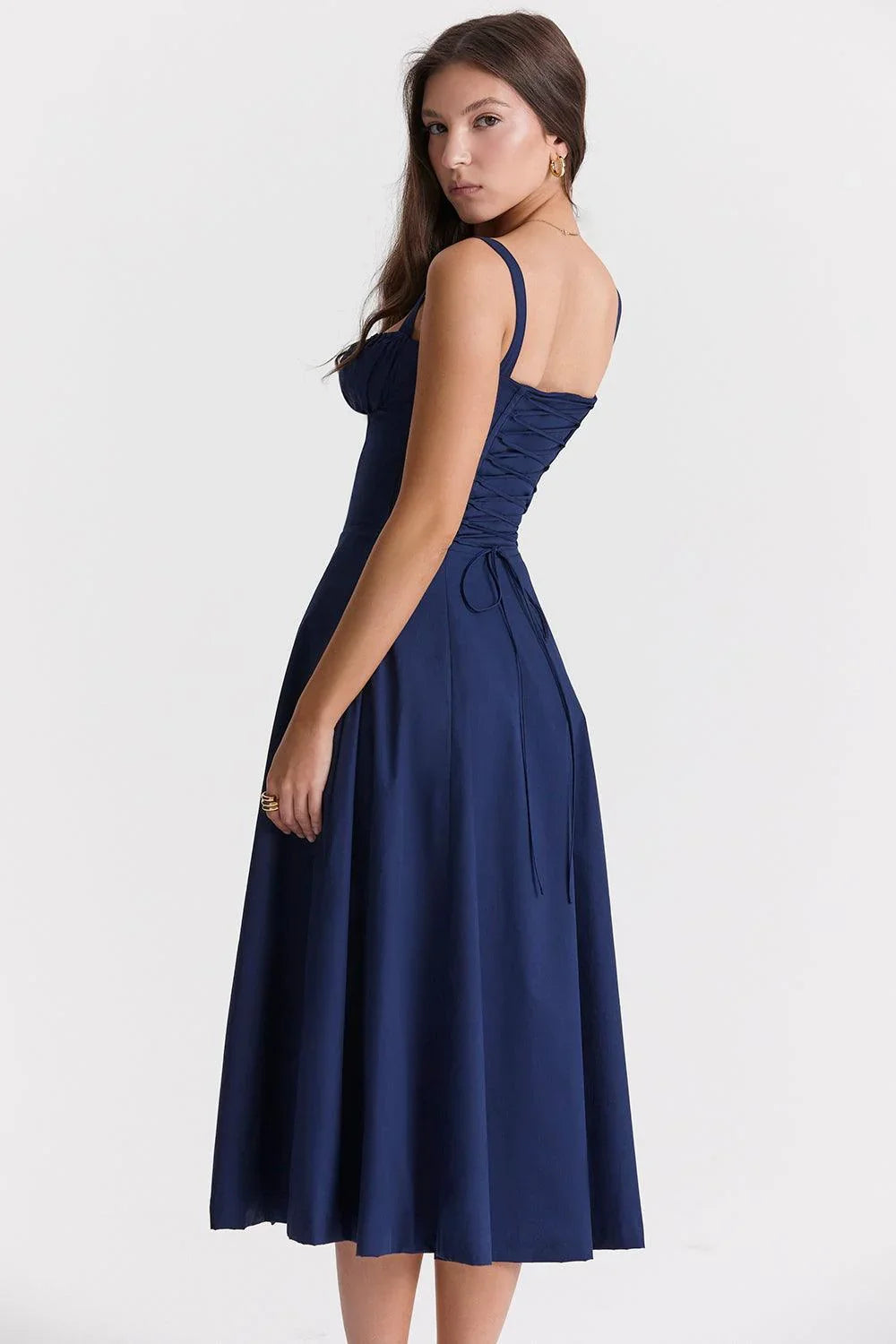 Vestido Midi en Color Azul Marino