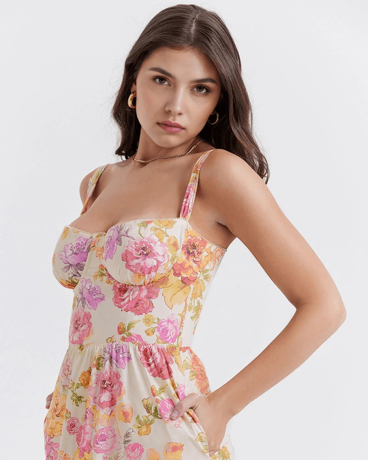 Vestido Midi Floral Rosa