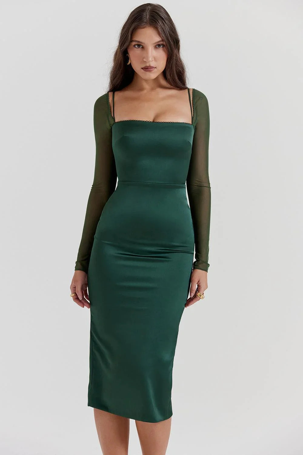 Vestido Midi en Verde Esmeralda