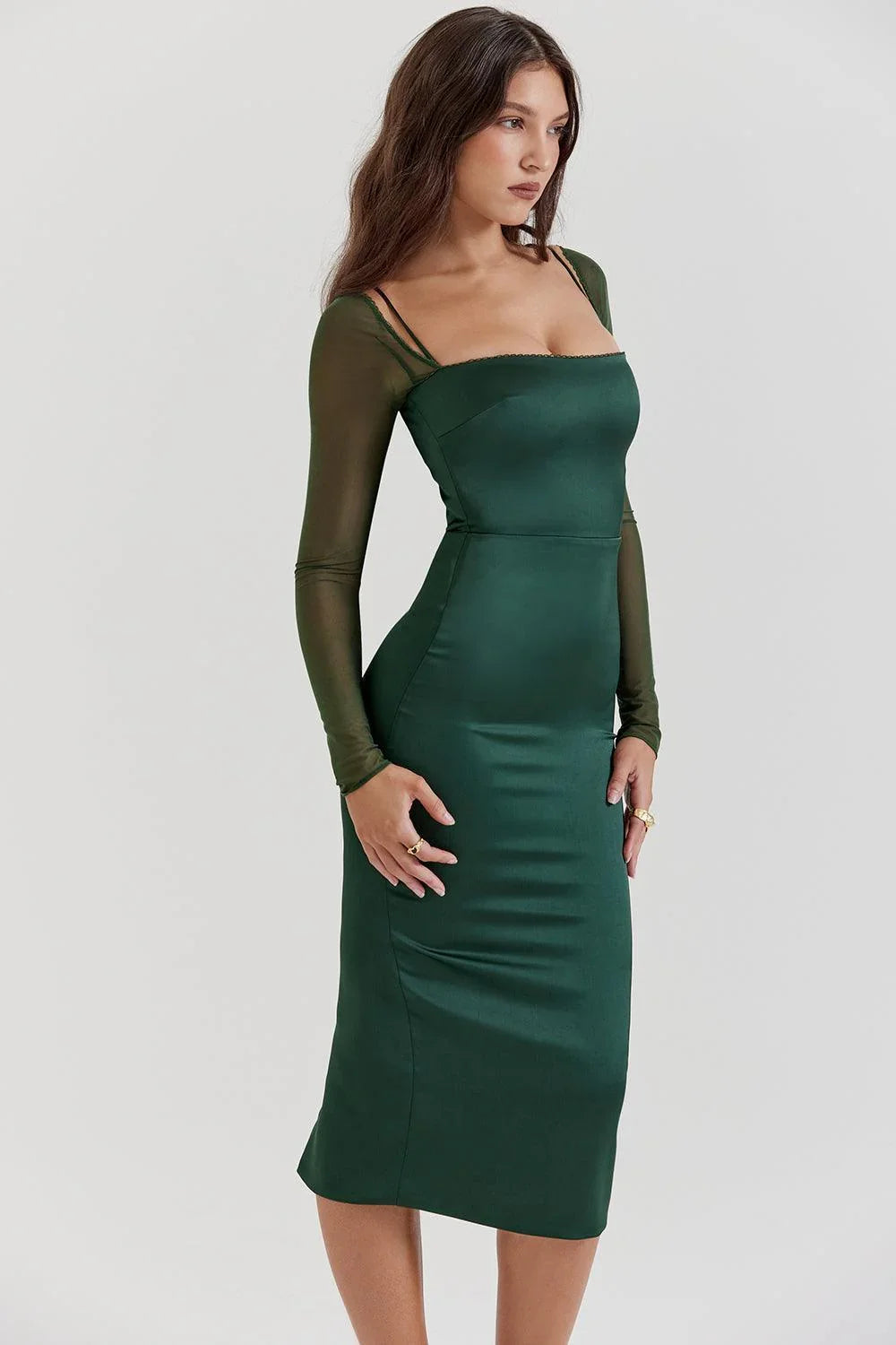 Vestido Midi en Verde Esmeralda