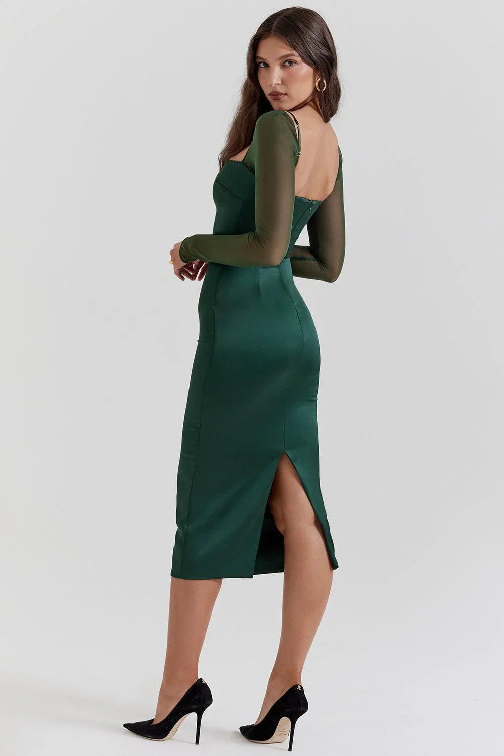 Vestido Midi en Verde Esmeralda