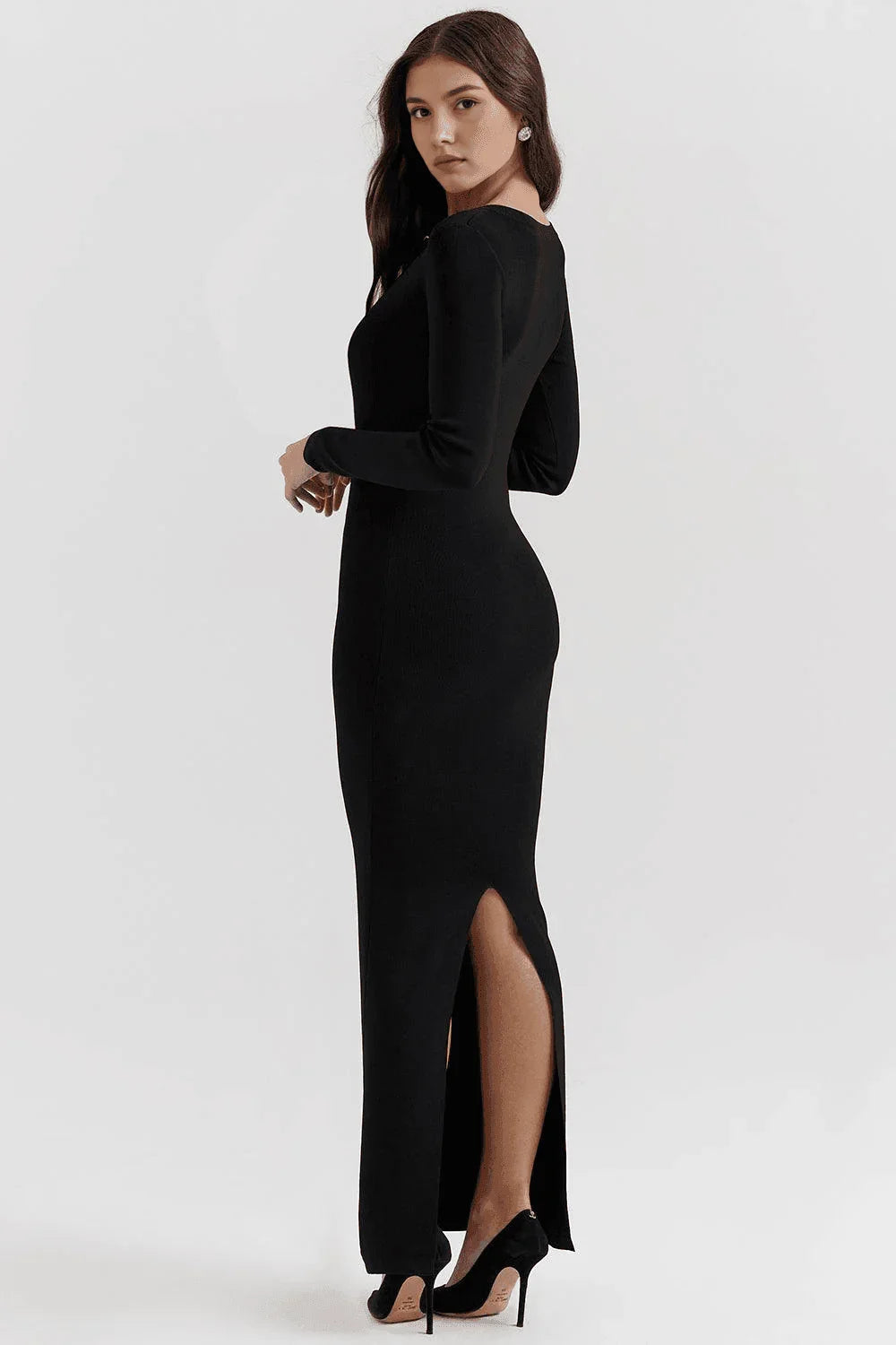 Largo Vestido Marrón para Mujer