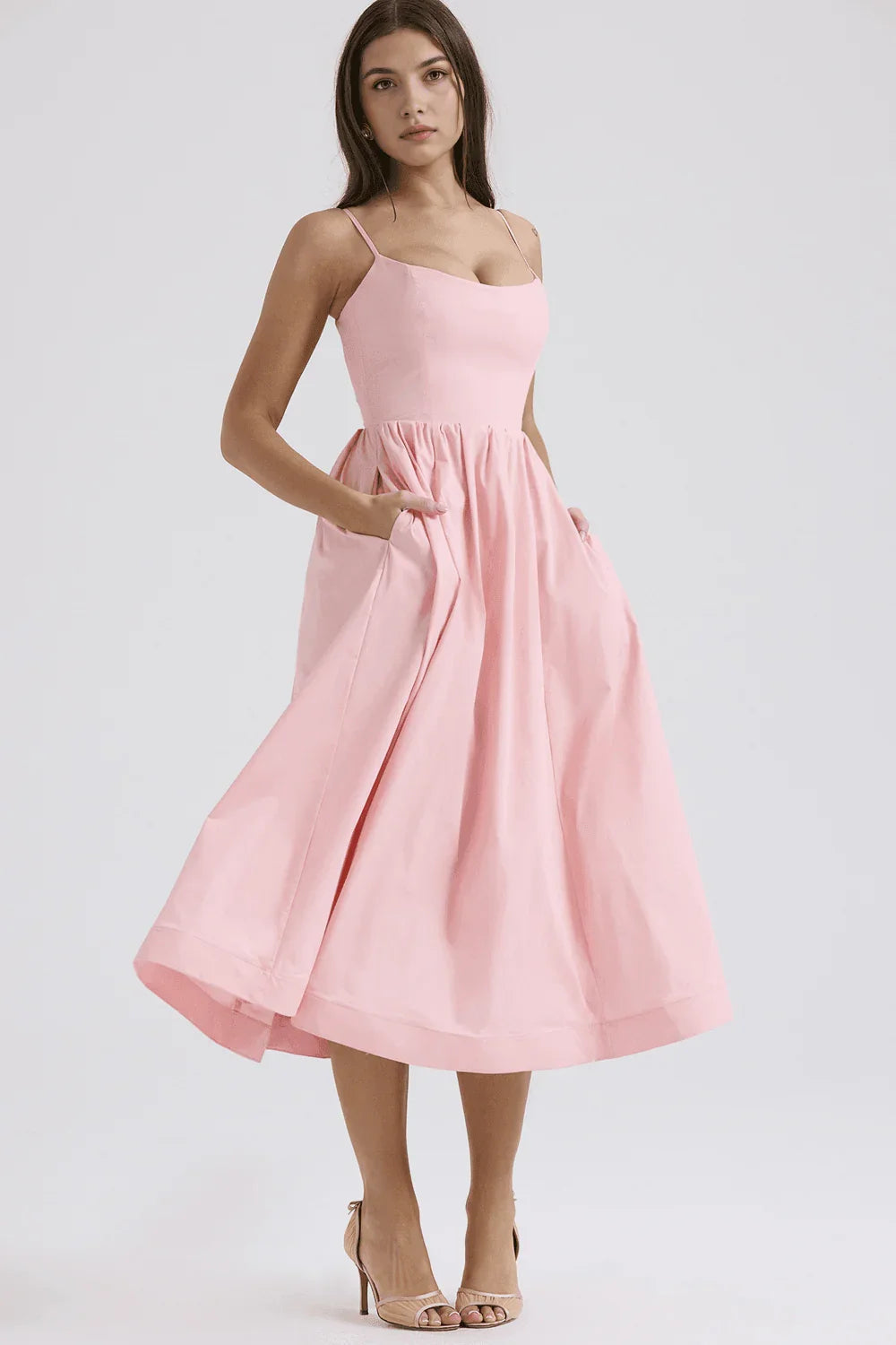 Vestido Midi Liso para Mujer