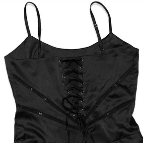 Vestido largo de raso negro