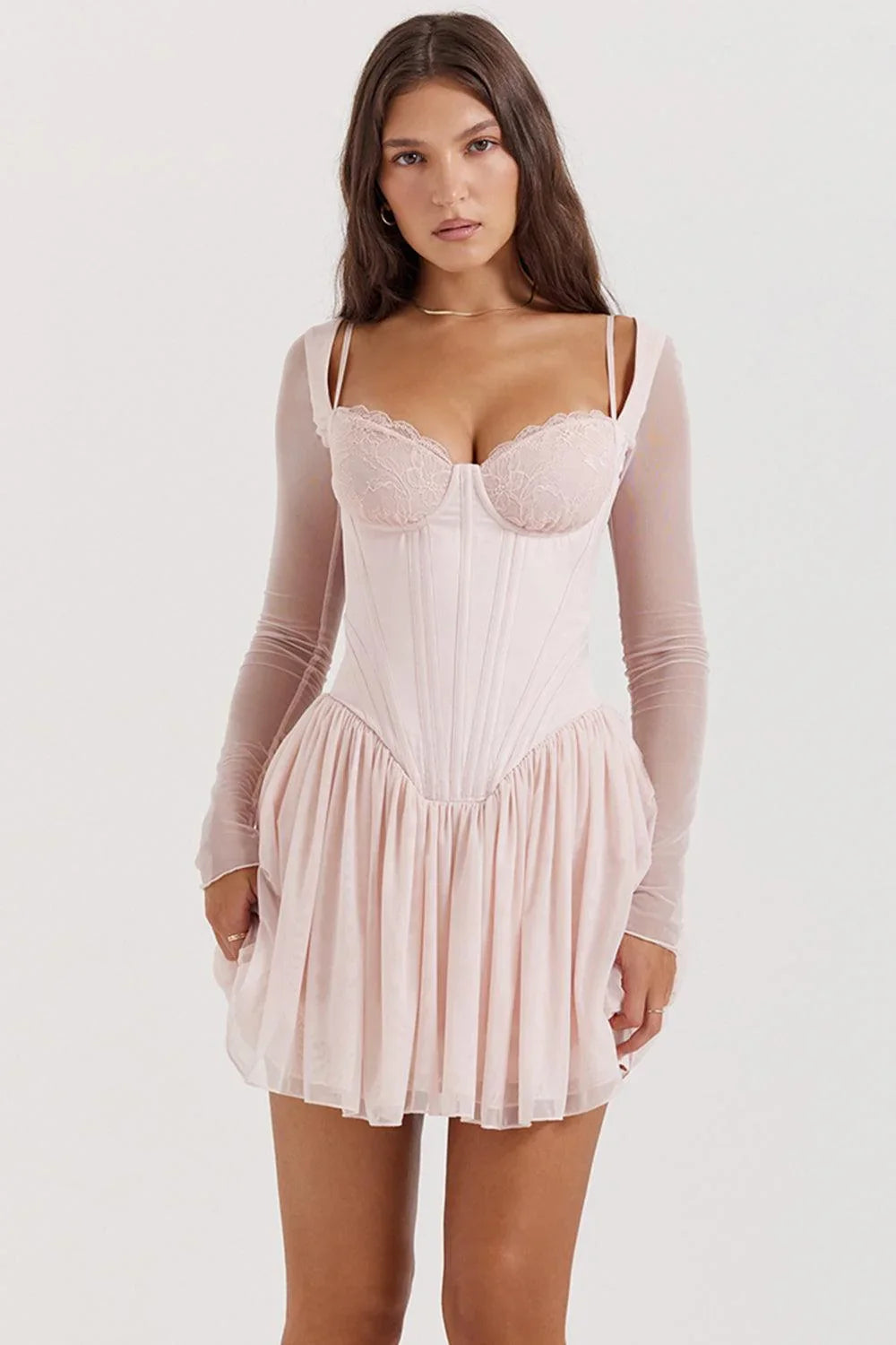 Vestido Rosa Corto con Bordado