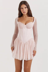 Vestido Rosa Corto con Bordado