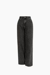 Jeans de Mujer Anchos en Color Negro