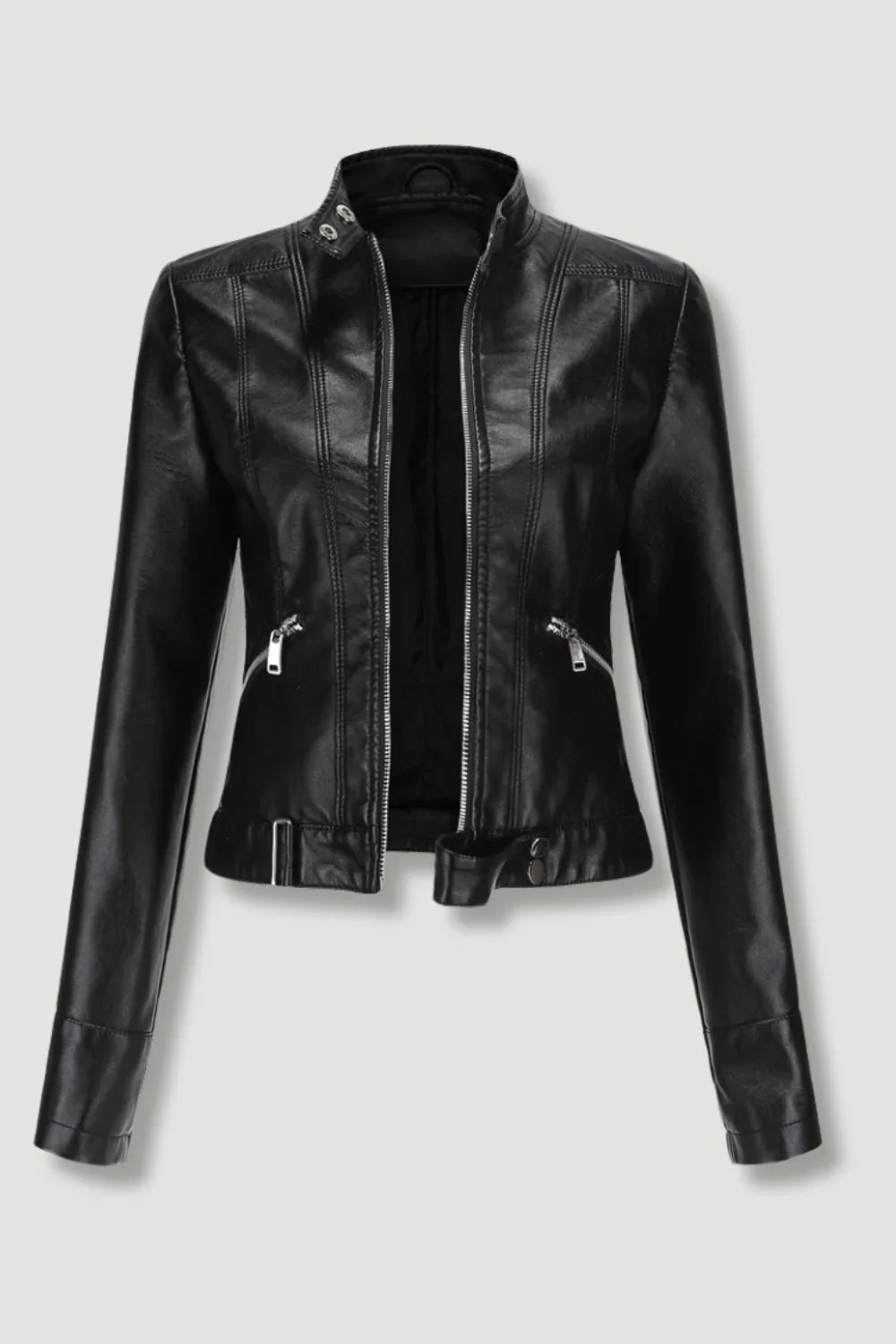 Chaqueta de Cuero Negra para Mujer