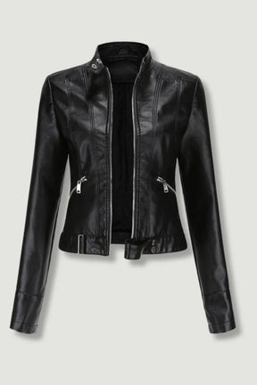 Chaqueta de Cuero Negra para Mujer