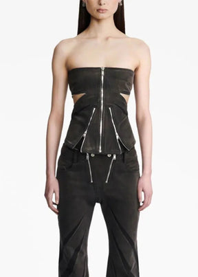 Top Vaquero Casual Negro