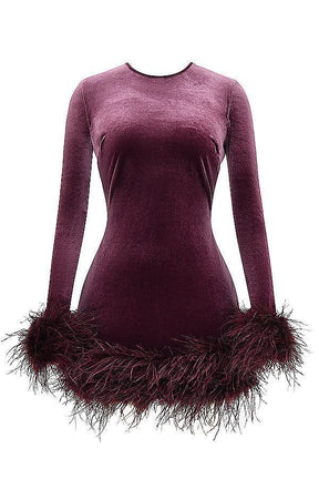 Vestido Corto de Terciopelo Púrpura