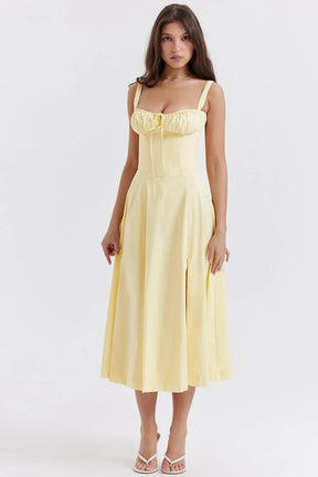 Vestido midi amarillo sol