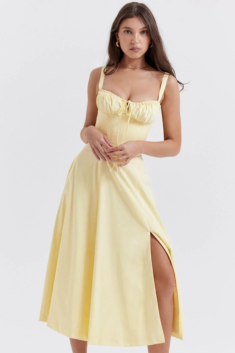Vestido midi amarillo sol