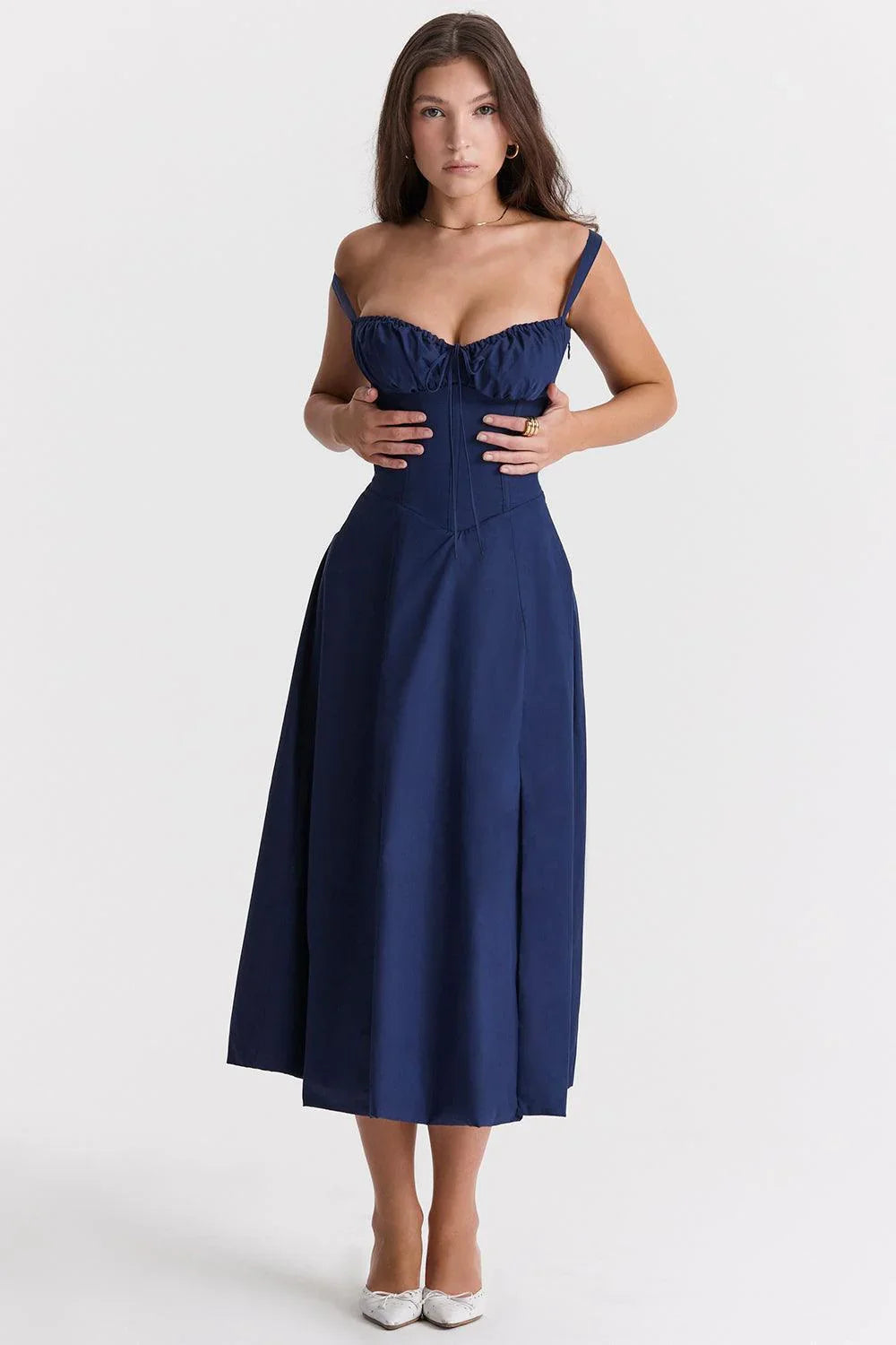 Vestido Midi en Color Azul Marino