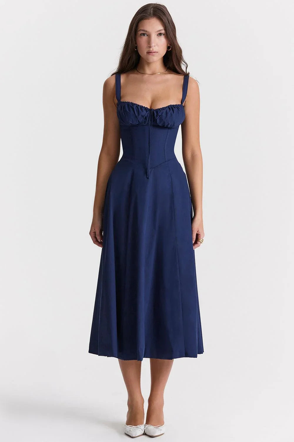 Vestido Midi en Color Azul Marino