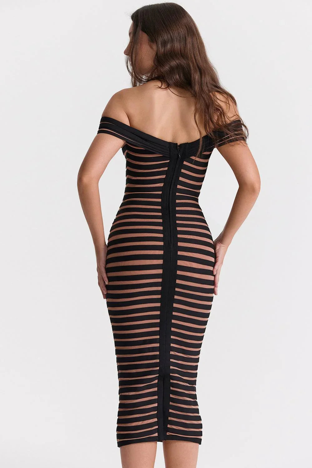 Vestido Midi Rayado para Mujer
