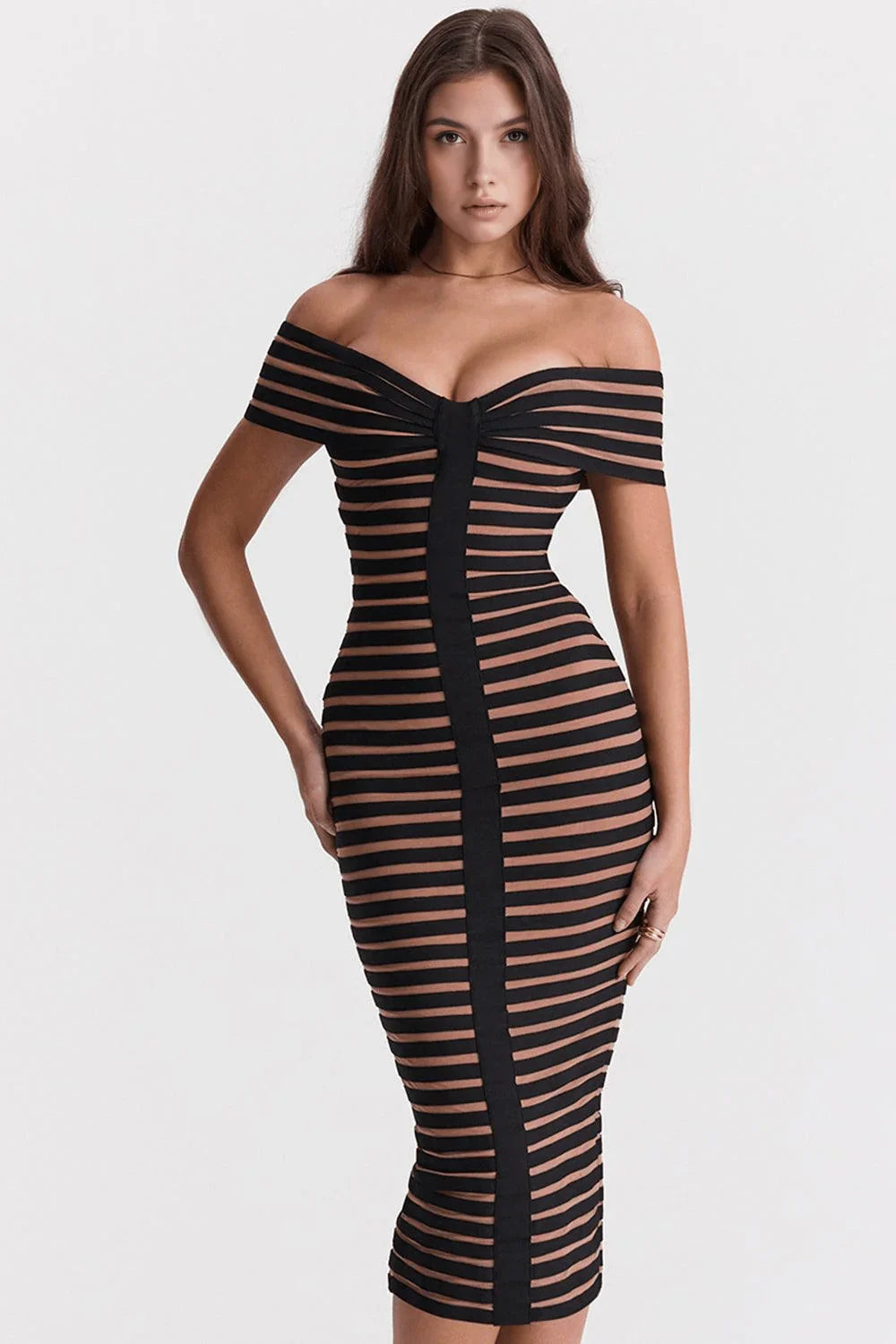 Vestido Midi Rayado para Mujer