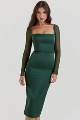 Vestido Midi en Verde Esmeralda