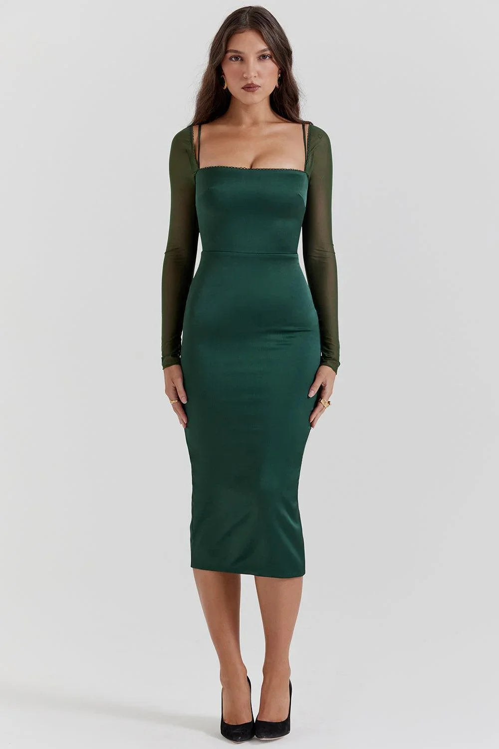 Vestido Midi en Verde Esmeralda