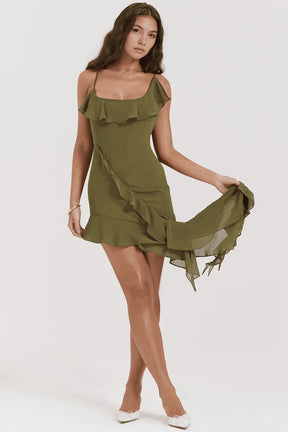 Vestido corto de poliéster para mujer