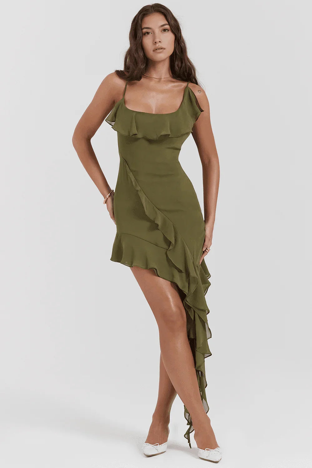 Vestido corto de poliéster para mujer