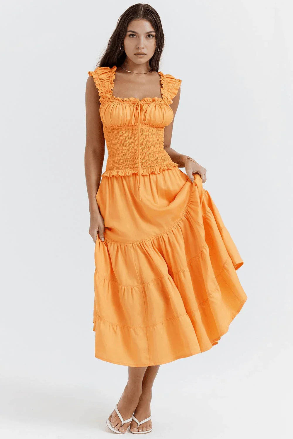 Naranja Midi Dress para Mujer