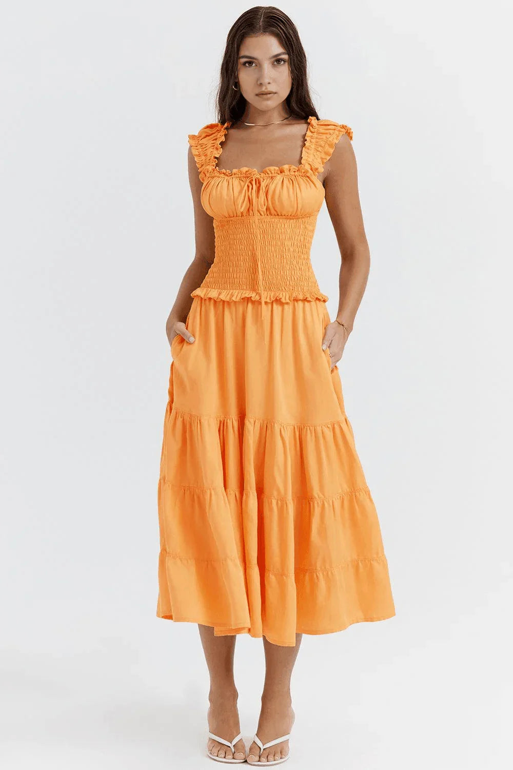 Naranja Midi Dress para Mujer