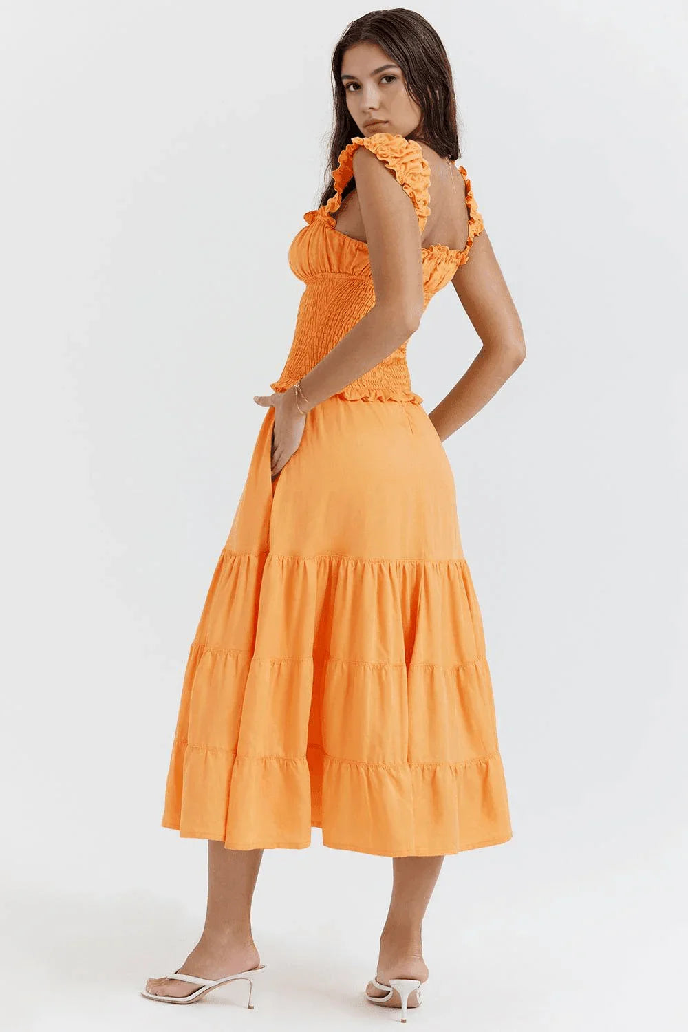Naranja Midi Dress para Mujer